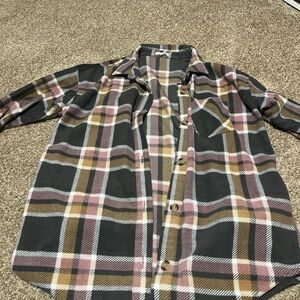 Maurices Plaid Jacket - Black, Pink, Brown